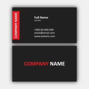 Biglietto da visita con nome dell'azienda, nero e rosso (90x50 mm)