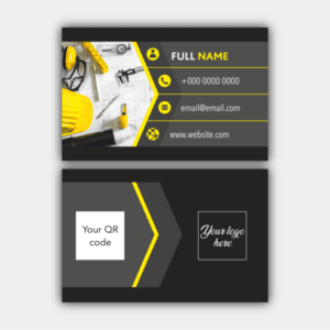 Byggnadsarbete, hjälm, svart, grått, gult visitkort (85x55mm)