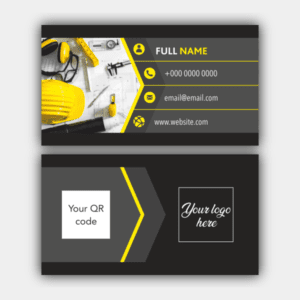 Byggnadsarbete, hjälm, svart, grått, gult visitkort (90x50mm)