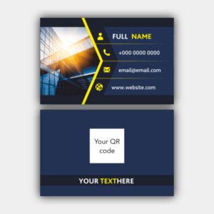 Toimistorakennus, sininen, keltainen käyntikortti (85x55mm)