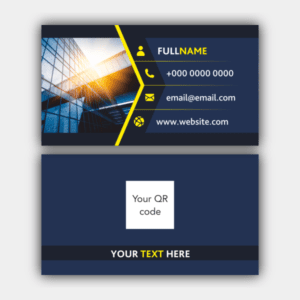 Visitkort för kontorsbyggnader, blått och gult (90x50mm)