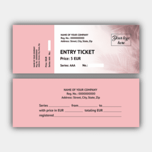 Liście palmowe, różowe, biały bilet
