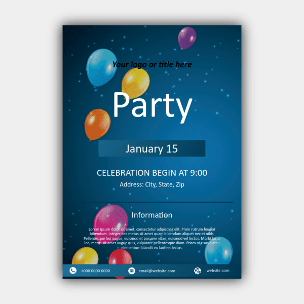 Luftballons, Blau, Party Flyer