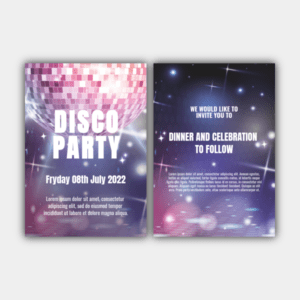 Disco Ball, Lights, Violet, Blue White Invitation