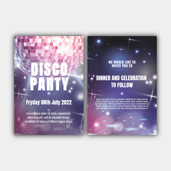 Disco Ball, ljus, violett, blått, vit inbjudan