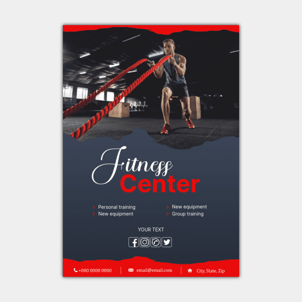Fitness Center, Red Lines, White, Red, Photo Poster
