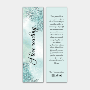 Floral, Preto, Azul Bookmark