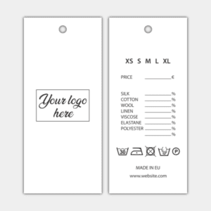 Horizontal Logo, White Front and Back, Black Text, Paper Tag