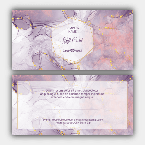 Marble Stains, Violet, Yellow, White Gift Card