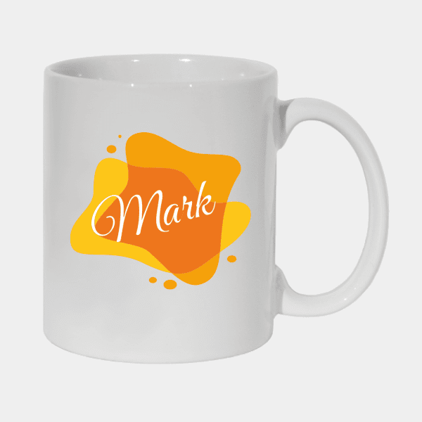 Colored Spots, Name, Yellow, Orange, White Mug (330ml)