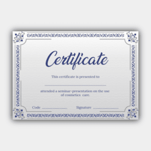 Семинар-презентация, узорная рамка, синий, серый, горизонтальный сертификат
