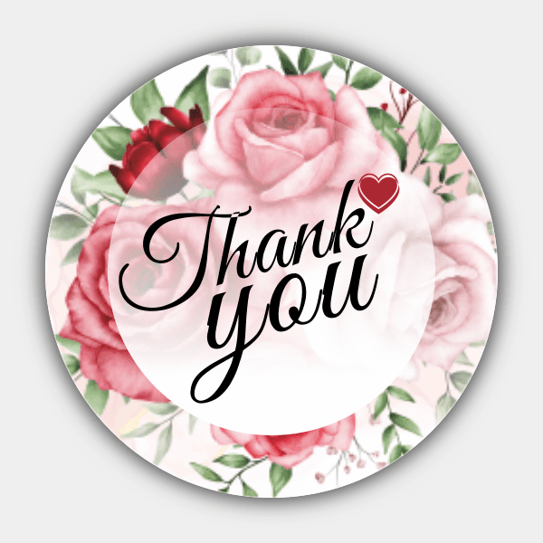 Thank You, Rosebush, Rose, Green, White, Color Changeable, Circle Sticker