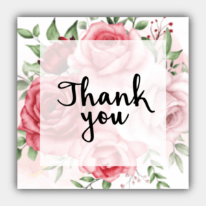 Thank You, Rosebush, Rose, Green, White, Color Changeable, Rectangle Sticker