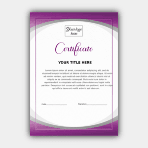 Wellen, violett-grauer Rahmen, violett, schwarz, weiß, vertikales Zertifikat
