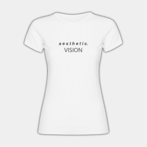 Estetyczna wizja, czarne litery, koszulka damska