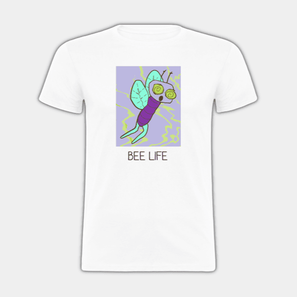 Bee Life, Viola, Giallo, Blu, T-shirt da uomo #1