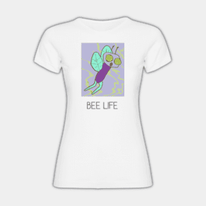 Vida das Abelhas, Violeta, Amarelo, Azul, T-shirt Feminina