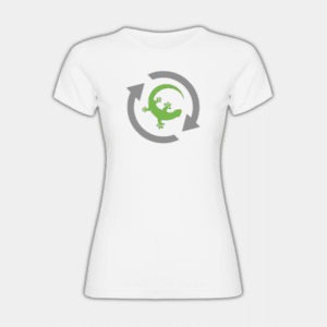 Kameleon, runde piler, grå, grønn, T-skjorte for kvinner