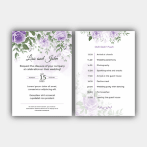 Floral, Plano de Casamento, Violeta, Vermelho, Verde, Convite Branco