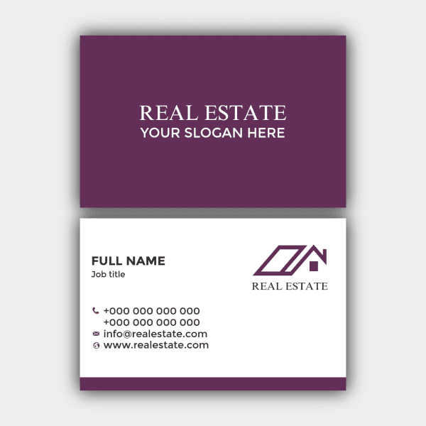 Real Estate, Violet, White Business Card (85x55mm)
