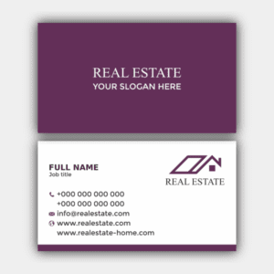 Real Estate, Violet, White Business Card (90x50mm)