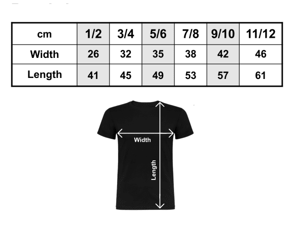 Sizes of Women's T-shirt