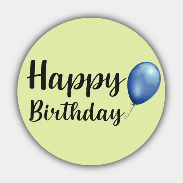 Design & Print Happy Birthday, Blue Balloon, Green and Black, Circle  Sticker Online