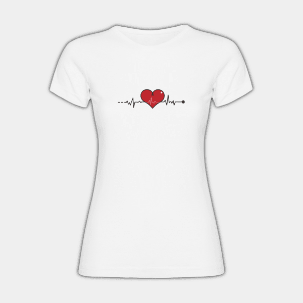 Диаграмма сердцебиения, сердце, черный, красный, женская футболка #1