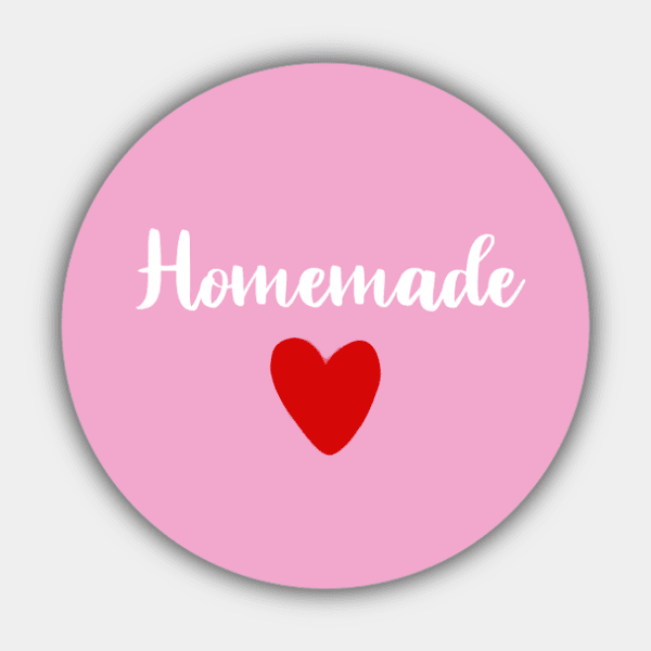 Homemade, Heart, Rose, Red, White, Circle Sticker