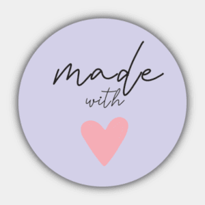 Made With, Heart, Lilac and Rose, Circle Sticker