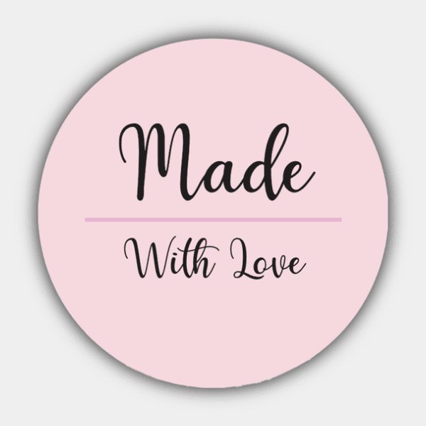 Made With Love, Line, Rose and Black, Circle Sticker