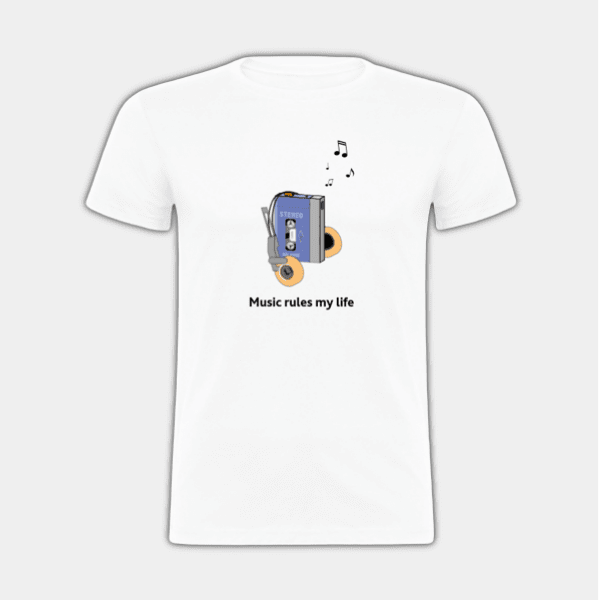 Music rules my life, Walkman, Notes, Multicolore, T-shirt pour homme #1