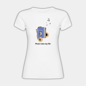 Music rules my life, Walkman, Notes, Multicolore, T-shirt femme
