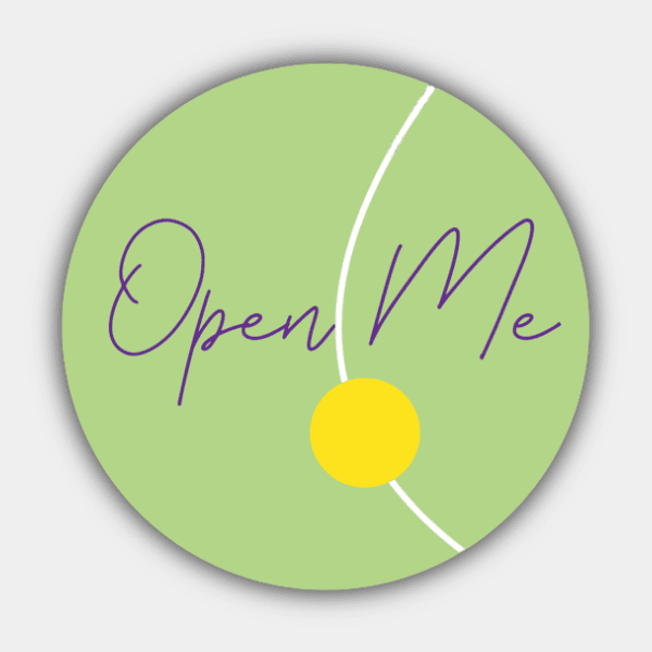 Open Me, Circle, Line, Green, Violet, Yellow, White, Circle Sticker