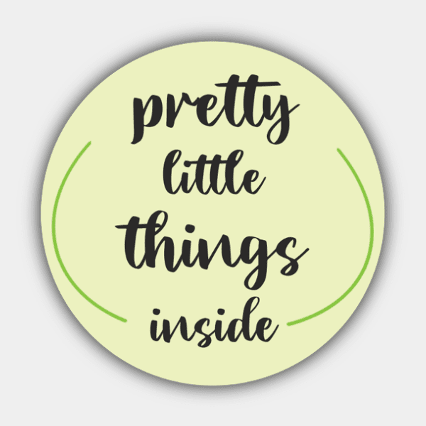 Pretty Little Things Inside, linhas arredondadas, verde e preto, autocolante de círculos