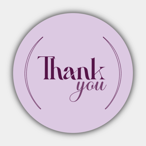 Thank You, Rounded Lines, Lilac, Circle Sticker