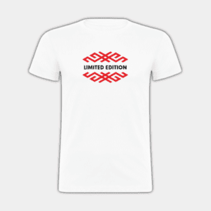 Limitierte Auflage, Zwei horizontale Ornamente, Schwarz, Rot, Herren-T-Shirt