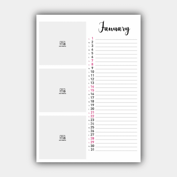 Create and Print Your A3 Vertical 2023 Wall Calendar Design Online (template #3) #3