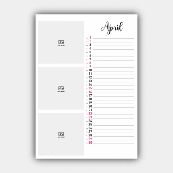 Create and Print Your A3 Vertical 2023 Wall Calendar Design Online (template #3) #6