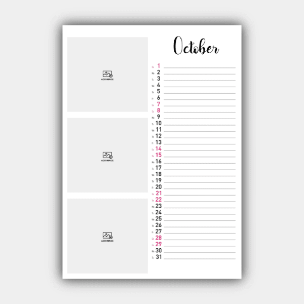Create and Print Your A3 Vertical 2023 Wall Calendar Design Online (template #3) #12