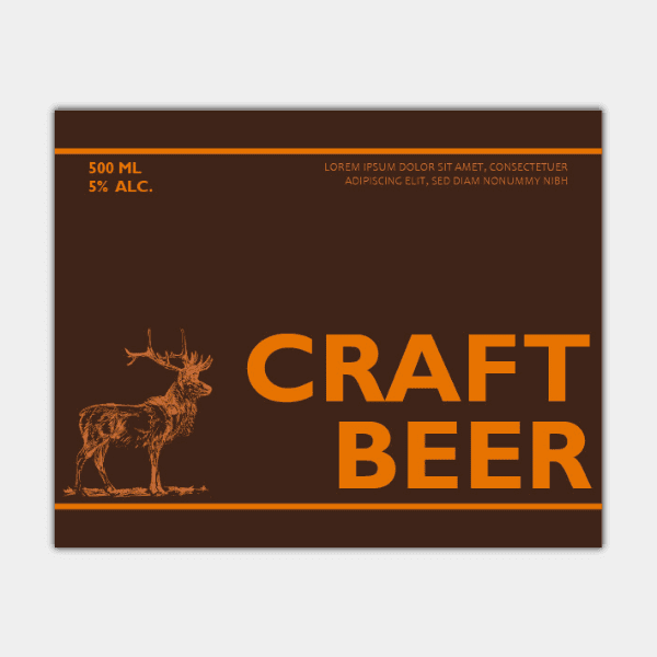 Cerveza artesanal, ciervo, marrón, naranja, etiqueta de botella
