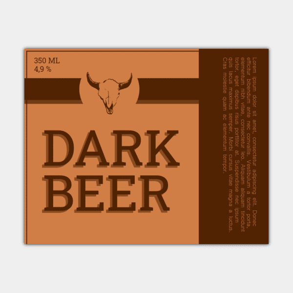 Dark Beer, Bull Head, Shadow, Brown, Orange, Bottle Label