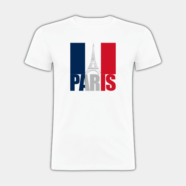 París, Torre Eiffel, Bandera de Francia, Azul, Rojo, Blanco, Camiseta hombre #1