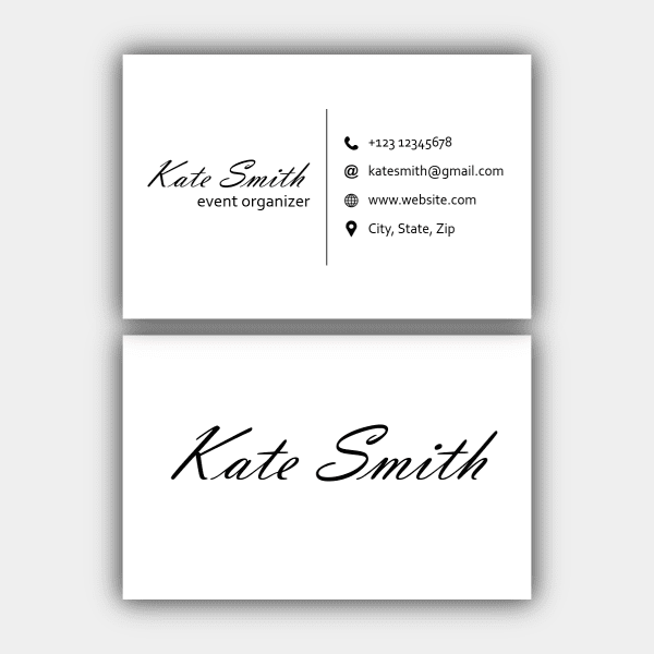 Event Organizer, Minimalistic, Black and White, Business Card (85x55mm)