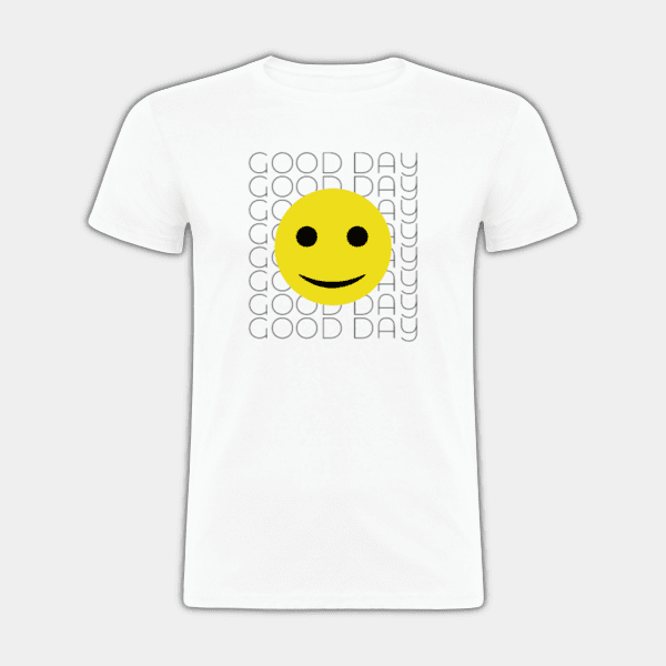Добрый день, улыбка, черный, желтый, мужская футболка #1