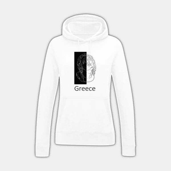 Greece, Sculpture Of The Head, Back and White, Women’s Hoodie #1