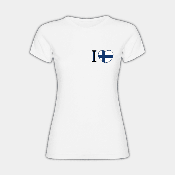I Heart, Flag of Finlang, Heart, Blue, White, Black, Women’s T-shirt #1