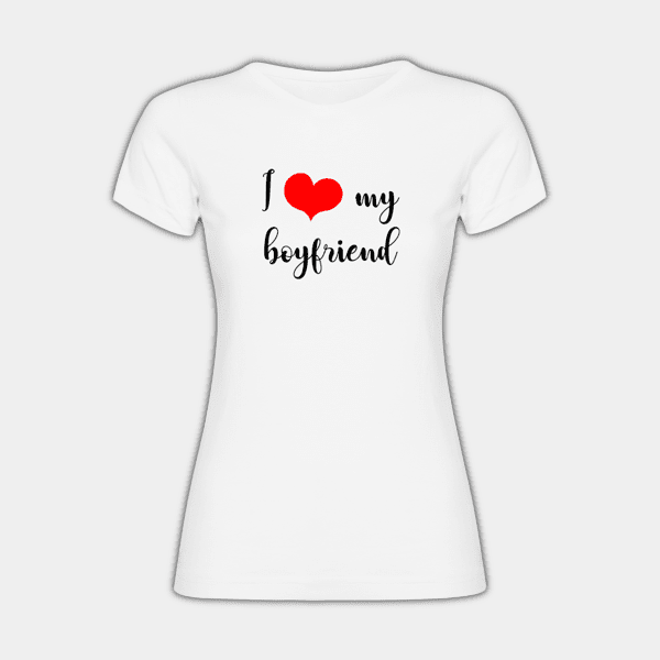 Amo o meu namorado, Coração, Vermelho, Preto, T-shirt de mulher #1