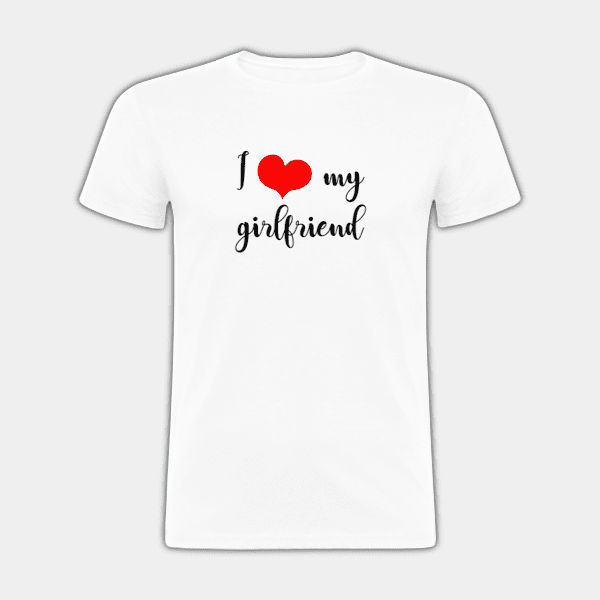 Jag älskar min flickvän, hjärta, röd, svart, T-shirt för män #1