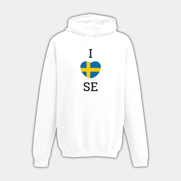 I Love SE, флаг Швеции, сердце, синий, желтый, черный, детская толстовка #1